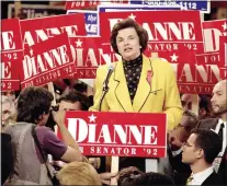  ?? RUSTY KENNEDY — THE ASSOCIATED PRESS ?? U.S. Senate candidate Diane Feinstein is at the Democratic National Convention in New York in 1992. She was elected in November of that year.