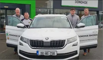  ??  ?? Aidan O’Leary (Brand Manager, Donohoe Skoda), Wexford Manager Davy Fitzgerald, Cathal Murphy (Donohoe Skoda General Manager) and Austin Codd (Donohoe Skoda Brand Manager).