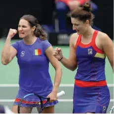  ?? — Reuters ?? Romania’s Monica Niculescu and Irina-camelia Begu celebrate during their match against Czech Republic’s Barbora Krejcikova and Katerina Siniakova.