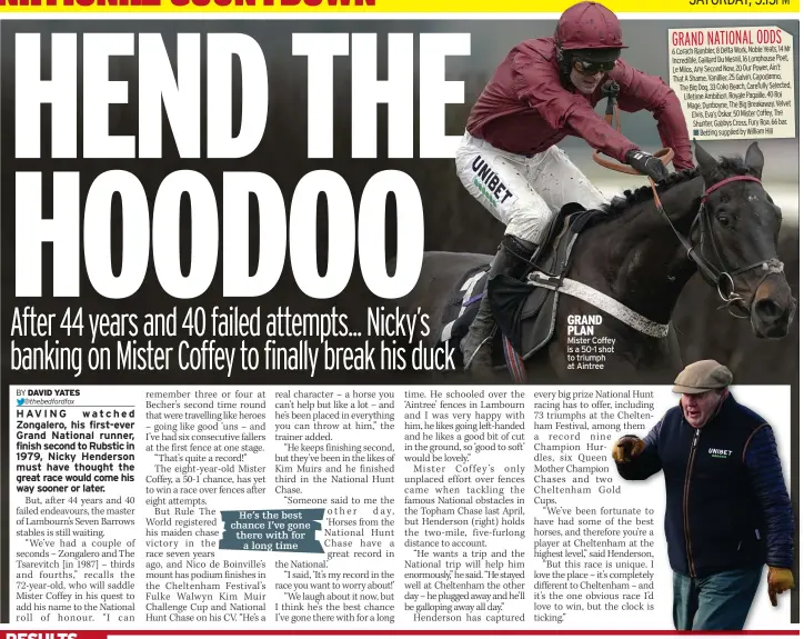  ?? ?? GRAND PLAN Mister Coffey is a 50-1 shot to triumph at Aintree