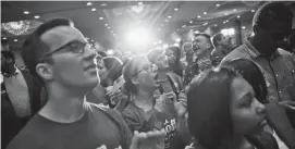  ?? DAVID GOLDMAN/AP ?? Jon Ossoff supporters cheer at an election-night party for the Democratic candidate in Georgia’s special election Tuesday. His loss is yet another setback for the Democratic Party.