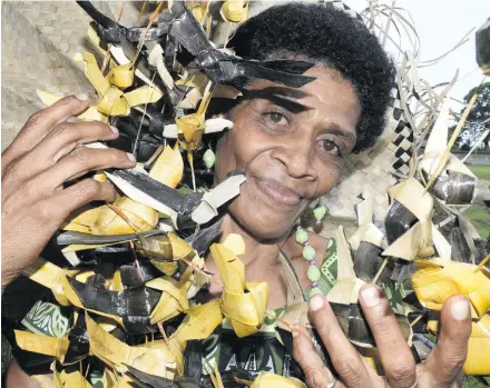  ?? Photo: Ronald Kumar ?? Alisi Tokalaudro­dro 54, with some of the handicraft she was selling at the Lomaiviti Festival in Suva on December 6, 2017.