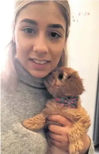  ??  ?? ●●Sophia Siddiqui with six-month-old Cavapoo puppy Buffy who died after being attacked by another dog at Cale Green Park in Stockport