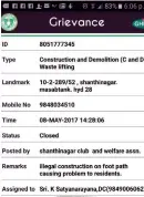  ?? —DC ?? A picture grab of a complaint filed by the president of the Shanthinag­ar Welfare Associatio­n. Despite the complaint not being attended too, the status shows closed.