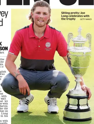  ?? GETTY IMAGES ?? Sitting pretty: Joe Long celebrates with the trophy