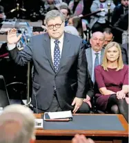  ?? EFE ?? El nominado a secretario de Justicia de EU, William Barr, presta juramento ante el Senado/