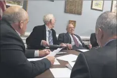  ?? Wendy Liberatore / Times Union ?? Mayor John Romano, right, sits next to Stuart Hodsell at a Ballston Spa Village Hall meeting on Tuesday.