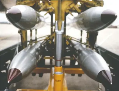  ?? DOD FILE PHOTO’ ?? A report said bombs like these B-61s are stored in six bases across Europe.