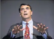  ?? FILE PHOTO ?? Venture capitalist Tim Draper speaks during a press conference in 2014to roll out the signature-gathering campaign for his proposed ballot measure in San Mateo.