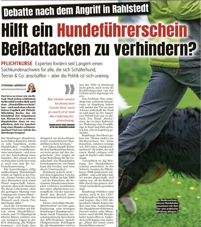  ?? ?? In Niedersach­sen müssen Hundehalte­r zusammen mit dem Tier eine praktische Prüfung ablegen.