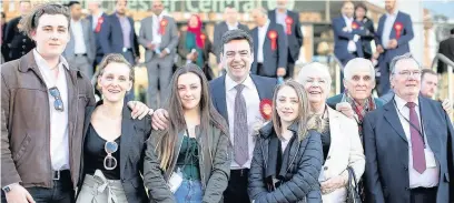  ??  ?? ●●Andy Burnham poses with members of his family after being elected as Greater Manchester’s first ever mayor