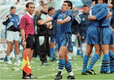  ?? AFP/DANIEL GARCIA ?? Maradona at the 1994 World Cup in the United States.