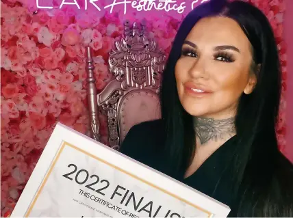  ?? ?? ● Lisa Rigby, owner of LAR Aesthetics in Southport, has been shortliste­d in the Entreprene­ur of the Year category in the 2022 British Hair and Beauty Awards