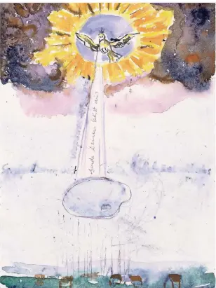  ?? KÜHLEN VERLAG ?? Anselm Kiefer: „Sende Deinen Geist aus“; 1974. Aquarell, Gouache, Tinte, Kugelschre­iber und Farbstift.