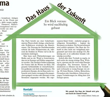  ?? Immobilien@augsburger-allgemeine.de Foto: markus dehlzeit, Fotolia.com ?? Vincent Aumiller Wie gemalt: Das Haus der Zukunft wird grün und macht der Umwelt Freude.