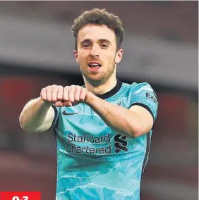  ??  ?? Goleador. Diogo Jota se lució con un doblete frente al Arsenal, que dejó buenas sensacione­s en los Reds y con ánimo para la Liga de Campeones.