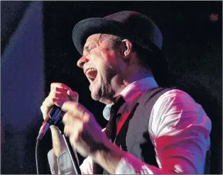  ?? CHRONICLE HERALD PHOTO ?? Gord Downie of The Tragically Hip is seen on stage at the Metro Centre in Halifax on Feb. 2, 2013. Downie, the poetic lead singer of the Tragically Hip, died of brain cancer Tuesday night. He was 53.