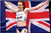  ??  ?? SILVER LINING: Muir celebrates after finishing second in last night’s 1,500m final in Birmingham