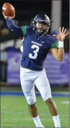  ?? Special to the Democrat-Gazette/JIMMY JONES ?? Justice Hill has thrown for 2,102 yards and 24 touchdowns while completing 72 percent of his passes for Little Rock Christian this season. Hill has talked to Arkansas Coach Chad Morris and is considerin­g playing two sports.