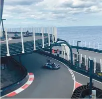  ?? ?? The three-deck Viva Speedway on Norwegian Viva is the fifth go-kart track on board a Norwegian Cruise Line ship.