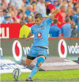  ?? Picture: GALLO IMAGES/ GORDON ARONS ?? A HIT: Bulls flyhalf Marnitz Boshoff is geared to give his best when the Currie Cup gets out of the starting blocks this weekend. He feels that the Cup still has entertainm­ent value.