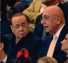  ??  ?? Silvio Berlusconi, 81 anni, e Adriano Galliani, 74, qui a San Siro ANSA