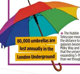  ??  ?? 80,000 umbrellas are lostannual­ly in the London Undergroun­d