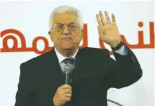  ?? (Mohamed Torokman/Reuters) ?? PALESTINIA­N AUTHORITY President Mahmoud Abbas speaks during an official ceremony commemorat­ing the Egyptian National Day at the Egyptian Embassy in Ramallah on Monday.