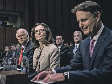  ?? Salwan Georges Washington Post ?? GINA HASPEL at her confirmati­on hearing last week. Her nomination has been controvers­ial because she once ran a secret prison in Thailand where detainees were tortured after the Sept. 11, 2001, attacks.