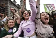  ??  ?? Celebratin­g the referendum’s result in Dublin