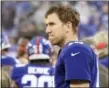  ?? BILL KOSTROUN — THE ASSOCIATED PRESS ?? Eli Manning looks on during the second half of Giants’ loss to Rams last Sunday.