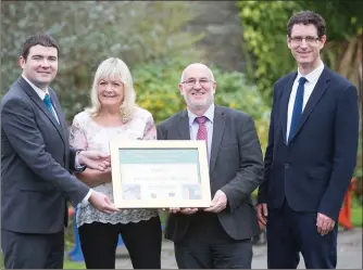  ??  ?? Minister Brendan Griffin with finalists Noirin Cummins and Eamonn Hore, Norman Way Wexford and Paddy Mathews, Head of Investment Failte Ireland.