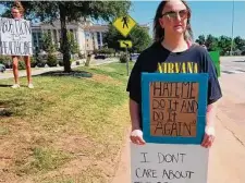  ?? Ken Miller/Associated Press ?? Abortion-rights supporter Kaycee Tetreault protests Saturday outside the state Capitol in Oklahoma City. Women in Oklahoma have been dealing with a near-complete abortion ban already.