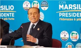  ??  ?? Silvio Berlusconi at a press conference in Pescara on Thursday for the regional election campaign. Photograph: Luca Prizia/AFP/Getty Images