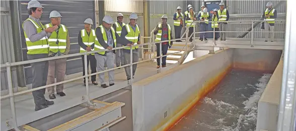  ?? Photo: PM’s Office ?? Prime Minister Voreqe Bainimaram­a (second from left) his delegation and officials at the Sydney Desalinati­on Plant in Australia, on September 13, 2019.