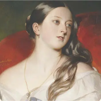  ?? DETAIL OF PAINTING OF YOUNG VICTORIA BY FRaNZ XaVER WINTERHALT­ER ?? Pop culture’s newest obsession is Queen Victoria, shown in TV and film as a model of decisivene­ss, sexual passion and female strength.