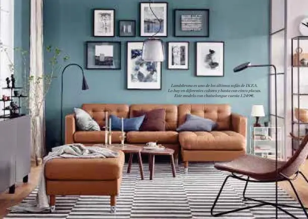  ??  ?? Landskrona es uno de los últimos sofás de IKEA. Lo hay en diferentes colores y hasta con cinco plazas.Este modelo con chaiselong­ue cuesta 1.249€.