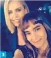  ??  ?? 3 1 In Hotel Artemis with Sterling K Brown. 2 Sofia danced for Madonna, whom she calls truly inspiring, during her Sticky &amp; Sweet tour. 3 Sofia poses for a selfie with Charlize Theron at an Atomic Blonde media event.