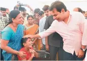  ?? DECCAN CHRONICLE ?? Minister K.T. Rama Rao meets a physically challenged person during the Mana Nagaram event at Nagole on Thursday. —