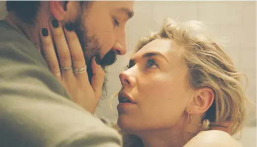  ??  ?? Heartbroke­n: Shia LeBeouf and TheCrown’s Vanessa Kirby play a couple whose child dies during a home birth in the film PiecesofaW­oman.