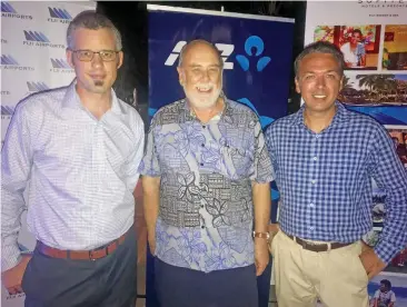  ?? Photo: Charles Chambers ?? From left: ANZ’s Nathan Wilson, Fiji Excellence in Tourism Awards chairman Bill Whiting and Sofitel Fiji Beach Resort and Spa general manager Vincent Macquet.