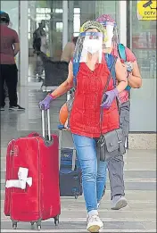  ??  ?? Passengers leaving Chandigarh Internatio­nal Airport after arriving on a special flight from New Zealand on Monday. HT PHOTO