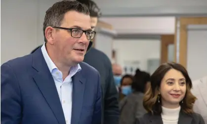  ?? Photograph: Ellen Smith/The Guardian ?? Victorian Labor has accused Darebin council of interferin­g by removing election campaign billboards for Northcote MP Kat Theophanou­s, pictured with the premier Daniel Andrews.