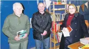  ??  ?? Authors Graeme Pagan, Russell Campbell and Lindsay Campbell at Bookends event in Taynuilt in February this year.