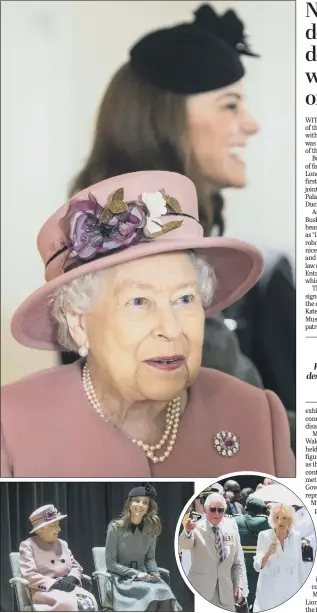  ?? PICTURES: PA. ?? ROYAL FIRST: Top and above left, the Queen and the Duchess of Cambridge during a visit to King’s College London; above right, The Prince of Wales and Duchess of Cornwall Bridgetown, Barbados