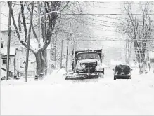  ?? DAVE JOHNSON THE WELLAND TRIBUNE ?? City of Port Colborne crews plowing snow last winter.