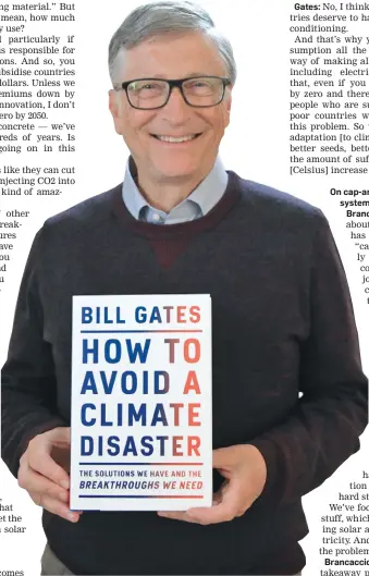  ??  ?? Microsoft co-founder Bill Gates with his book, How to Avoid a Climate Disaster.