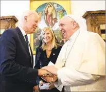 ?? Vatican Pool ?? POPE FRANCIS welcomed President Biden at the Vatican in 2021, as U.S. bishops debated denying Biden Holy Communion.