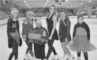  ?? ERIC MCCARTHY/JOURNAL PIONEER ?? Among the approximat­ely 85 club members participat­ing in the O’Leary Figure Skating Club’s annual ice show are, from left, Amiyah Getson, Hannah Boulter, Brittney Arsenault, Hayley Somers, Gracelyn Paugh and Sadie Betts. Graduating club members Boulter and Somers will perform solos during the Feb. 8 ‘Let it Snow’ show.