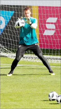  ?? — Reuters photo ?? Germany goalkeeper Manuel Neuer during training in Eppan, Italy.